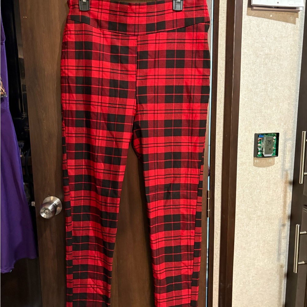 Red and Black Plaid Cigar Pants